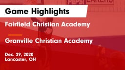 Fairfield Christian Academy  vs Granville Christian Academy Game Highlights - Dec. 29, 2020