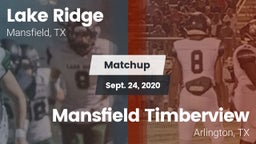 Matchup: Lake Ridge vs. Mansfield Timberview  2020