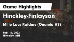 Hinckley-Finlayson  vs Mille Lacs Raiders (Onamia HS) Game Highlights - Feb. 11, 2022