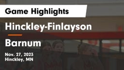 Hinckley-Finlayson  vs Barnum  Game Highlights - Nov. 27, 2023