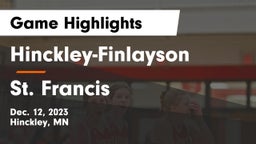 Hinckley-Finlayson  vs St. Francis  Game Highlights - Dec. 12, 2023