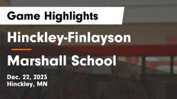 Hinckley-Finlayson  vs Marshall School Game Highlights - Dec. 22, 2023