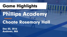 Phillips Academy  vs Choate Rosemary Hall  Game Highlights - Dec 03, 2016