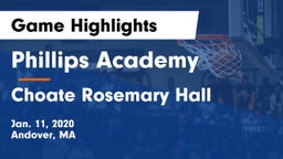 Phillips Academy vs Choate Rosemary Hall  Game Highlights - Jan. 11, 2020