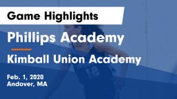 Phillips Academy vs Kimball Union Academy Game Highlights - Feb. 1, 2020