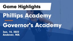 Phillips Academy vs Governor's Academy  Game Highlights - Jan. 14, 2022