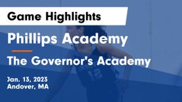 Phillips Academy vs The Governor's Academy  Game Highlights - Jan. 13, 2023