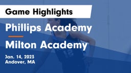 Phillips Academy vs Milton Academy Game Highlights - Jan. 14, 2023