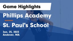 Phillips Academy vs St. Paul's School Game Highlights - Jan. 25, 2023