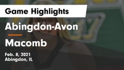 Abingdon-Avon  vs Macomb  Game Highlights - Feb. 8, 2021