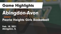 Abingdon-Avon  vs Peoria Heights Girls Basketball  Game Highlights - Feb. 18, 2021