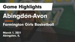 Abingdon-Avon  vs Farmington Girls Basketball  Game Highlights - March 1, 2021