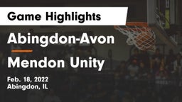 Abingdon-Avon  vs Mendon Unity Game Highlights - Feb. 18, 2022