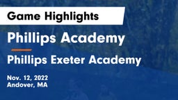 Phillips Academy vs Phillips Exeter Academy  Game Highlights - Nov. 12, 2022