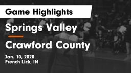 Springs Valley  vs Crawford County  Game Highlights - Jan. 10, 2020