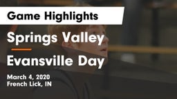 Springs Valley  vs Evansville Day Game Highlights - March 4, 2020
