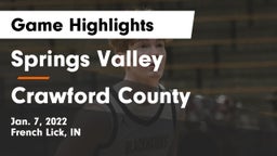Springs Valley  vs Crawford County  Game Highlights - Jan. 7, 2022