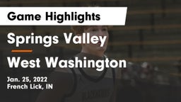 Springs Valley  vs West Washington  Game Highlights - Jan. 25, 2022