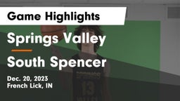 Springs Valley  vs South Spencer  Game Highlights - Dec. 20, 2023