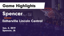 Spencer  vs Estherville Lincoln Central  Game Highlights - Jan. 4, 2019