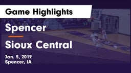 Spencer  vs Sioux Central  Game Highlights - Jan. 5, 2019
