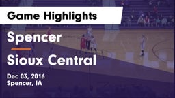 Spencer  vs Sioux Central  Game Highlights - Dec 03, 2016