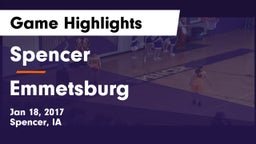 Spencer  vs Emmetsburg  Game Highlights - Jan 18, 2017