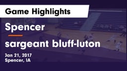 Spencer  vs sargeant bluff-luton Game Highlights - Jan 21, 2017