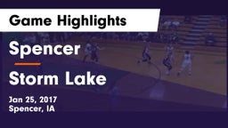 Spencer  vs Storm Lake  Game Highlights - Jan 25, 2017
