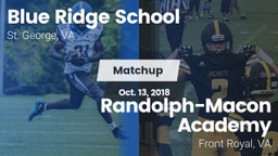 Matchup: Blue Ridge vs. Randolph-Macon Academy  2018