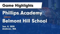 Phillips Academy vs Belmont Hill School Game Highlights - Jan. 8, 2020