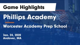 Phillips Academy vs Worcester Academy Prep School Game Highlights - Jan. 24, 2020