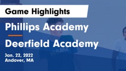Phillips Academy vs Deerfield Academy  Game Highlights - Jan. 22, 2022