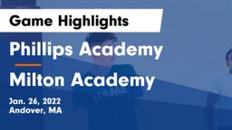 Phillips Academy vs Milton Academy Game Highlights - Jan. 26, 2022