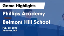 Phillips Academy vs Belmont Hill School Game Highlights - Feb. 20, 2022