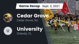 Recap: Cedar Grove  vs. University  2021