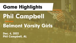 Phil Campbell  vs Belmont Varsity Girls Game Highlights - Dec. 6, 2022