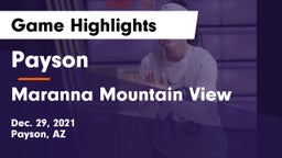 Payson  vs Maranna Mountain View  Game Highlights - Dec. 29, 2021
