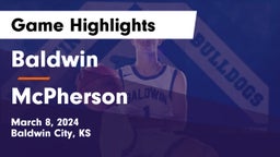 Baldwin  vs McPherson  Game Highlights - March 8, 2024