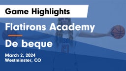 Flatirons Academy vs De beque Game Highlights - March 2, 2024