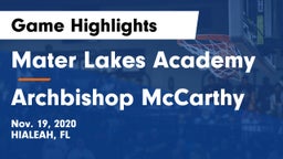 Mater Lakes Academy vs Archbishop McCarthy Game Highlights - Nov. 19, 2020