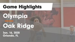 Olympia  vs Oak Ridge  Game Highlights - Jan. 16, 2020