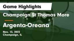 Champaign St Thomas More  vs Argenta-Oreana  Game Highlights - Nov. 13, 2023