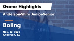 Anderson-Shiro Junior-Senior  vs Boling  Game Highlights - Nov. 12, 2021