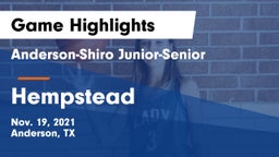 Anderson-Shiro Junior-Senior  vs Hempstead  Game Highlights - Nov. 19, 2021