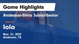 Anderson-Shiro Junior-Senior  vs Iola  Game Highlights - Nov. 21, 2023