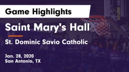Saint Mary's Hall  vs St. Dominic Savio Catholic  Game Highlights - Jan. 28, 2020