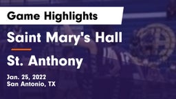 Saint Mary's Hall  vs St. Anthony Game Highlights - Jan. 25, 2022