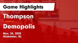 Thompson  vs Demopolis  Game Highlights - Nov. 24, 2020