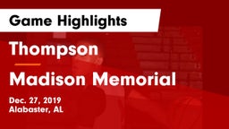 Thompson  vs Madison Memorial  Game Highlights - Dec. 27, 2019